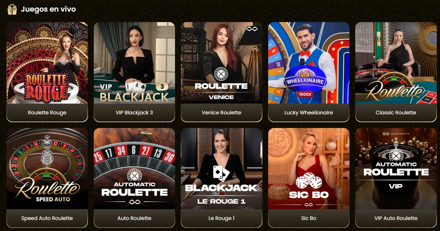 Casino en vivo de GoldSpin con ruleta, blackjack y baccarat con crupieres reales